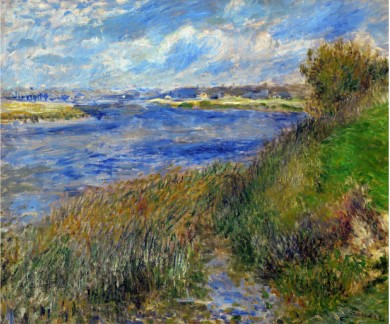 La Seine a Champrosay Banks of the Seine River at Champrosay 1876 - Pierre-Auguste Renoir painting on canvas